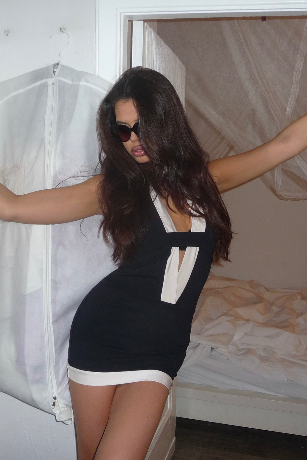 White Mini Dress with Stretch Fabric