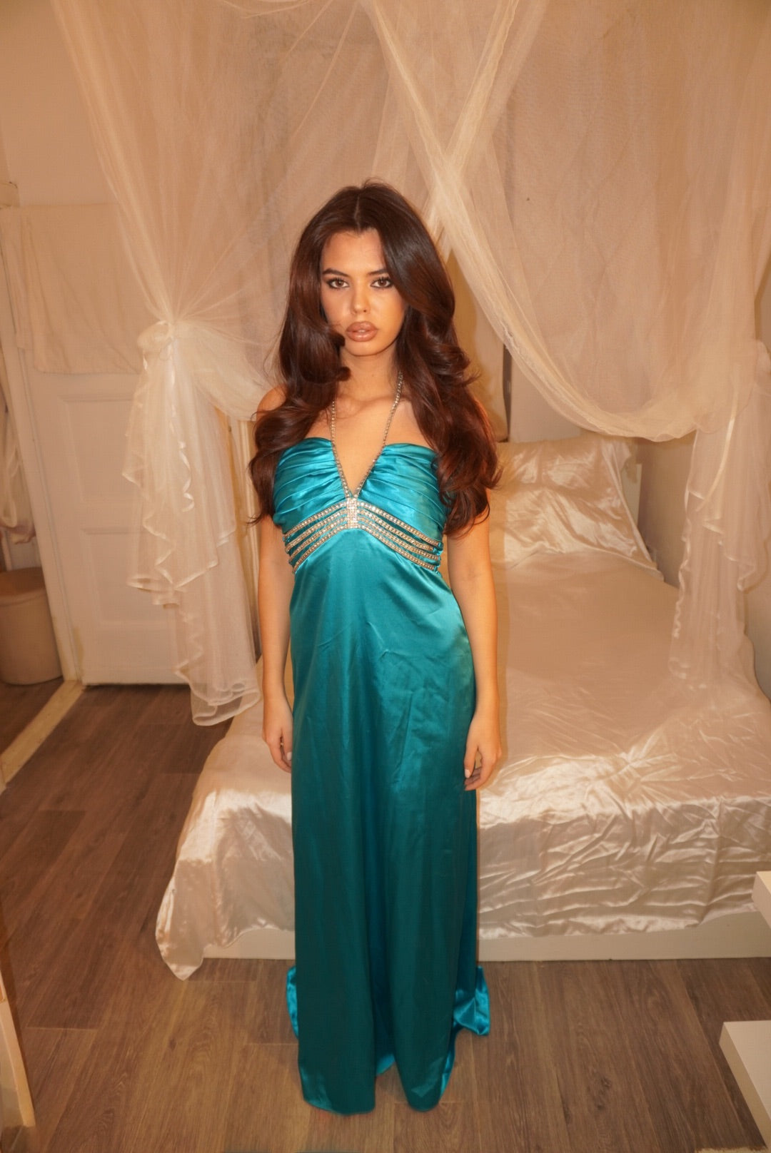 Elegant Turquoise Evening Dress